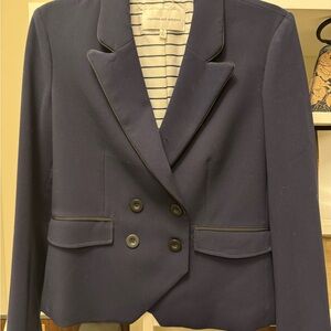 Cupcakes & Cashmere Navy Blazer with Black Trim